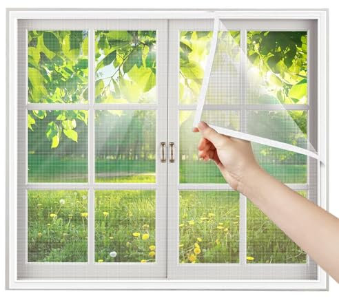 Zanzariera Tendalino Camper 90x105cm Bianco Zanzariere per Finestre Tenda Zanzariera Con Rete Anti Zanzare con con Accessori di Montaggio