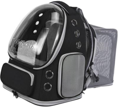 Baoblaze Zaino Porta Gatti, espandibile, Grande, Portatile, per attività all'aperto, Passeggiate, Nero