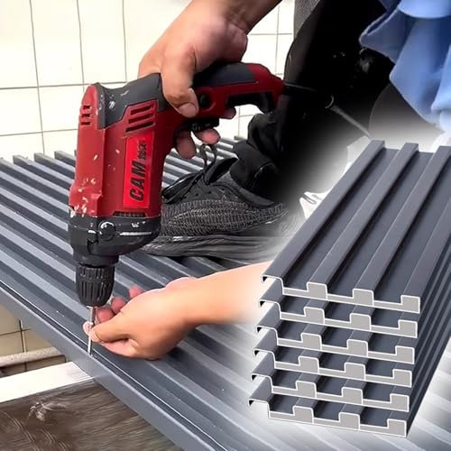 HWLL Roofing Sheets 6 Pcs Roof Waterproof Tiles, Cladding Windproof Board w/Polycarbonate Fill, All-Weather Metal Roofing Panels for Garden Canopy Pergola(0.8m/2.6ft)