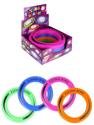 HENBRANDT 12 x Flying Discs 25cm Assorted Neon Colours Flying Ring Kids Disc Toys Summer Fun Beach Garden Picnic Party Outdoor Sports Game for Boys and Girls