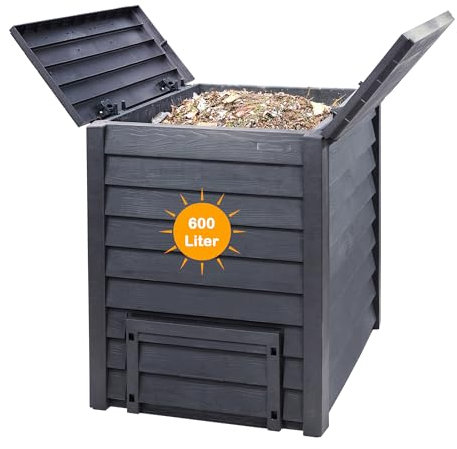 Yoursol Thermo Wood Komposter 600 L, Komposter Garten aus Kunststoff anthrazit-braun, Thermokomposter, Composter Garten, Kompostierer Garten