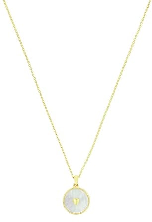 Amor Kette mit Anhänger 925 Sterling Silber Perlmutt Damen Halsschmuck, 45 cm, Gold, Herz, Kommt in Schmuck Geschenk Box, 2039998