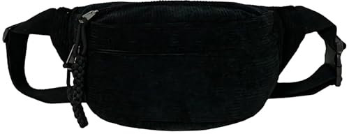 PWCTNT Bauchtasche Cord, Damen Herren, Umhängetasche, Brusttasche, Vielseitige Hüfttasche für Outdoor, Alltag und Reisen (Schwarz)