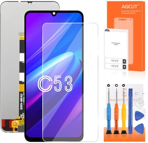 AGCUT Pantalla LCD para Realme C53 de repuesto para Realme C53 RMX3760 RMX3762 2023 6,74 pulgadas, digitalizador de pantalla táctil, montaje completo con pieza de reparación, color negro