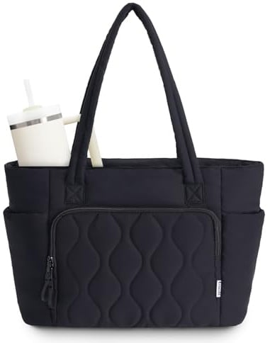Ceneda Tote Bag Damen 20L, Leichte Puffy Shopper Tasche mit 15,6 Zoll Laptopfach, Handgepäck Tasche für Flugzeug mit Getränkehalter & Kofferaufsteckfunktion, Arbeitstasche für Büro & Uni