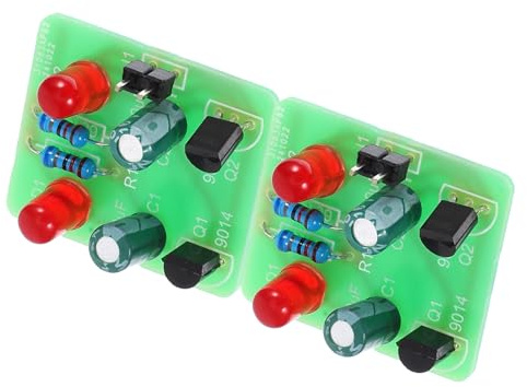 LED Bastelset zum Selberlöten, 2 Satz, Pc, Schaltung für Anfänger | Elektronik Lernset für Schule und Experimente, Grün, Mehrere Betriebsarten, Übung, Bastelarbeit, Zweifach