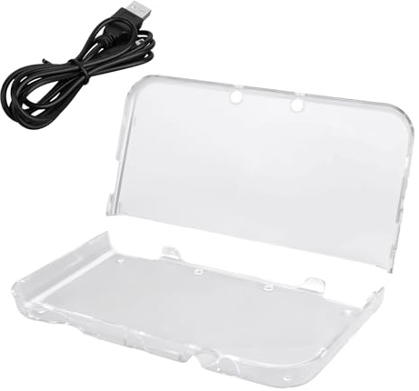BTFO Étui avec Câble Chargement USB pour New 3DS XL, Coque Protection Rigide Transparente Uniquement pour New 3DS XL LL (2015) Comprend Câble Chargement Rapide 1,2m (Conception Sans Charnière)