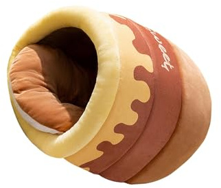 budiniao Panier Douillet pour Chat offrant Confort et sécurité pour aux Chats d'intérieur. Pot de Miel innovant. Espace de Couchage Confortable pour Toutes Les Saisons. Panier pour, Brun, S