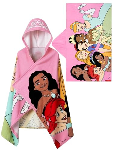 Disney Princess Handtuch, Tragbares Badehandtuch Mit Krone, Strandtuch Für Mädchen, Pool- oder Badetuch, Rosa, One Size