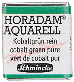 Schmincke – HORADAM® AQUARELL - feinste Künstler-Aquarellfarben, 535 Kobaltgrün rein, 14 535 044, 1/2 Näpfchen