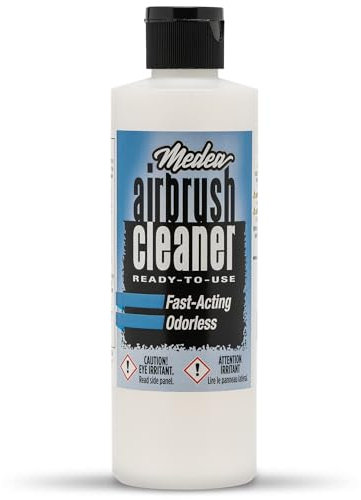 Medea - Limpiador de aerógrafo de 8 onzas, solución lista para usar para aerógrafos, pinceles de pintura y herramientas de artista, para pinturas acrílicas, al óleo y a base de agua, tintas, tintes