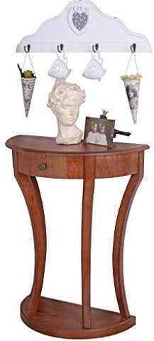 PALAZZO INT Biedermeier-Konsole aus Massivholz – Halbrunder Telefontisch mit Messingbeschlag, detailgetreue Antik-Reproduktion, H80×B63×T30 cm FRF16