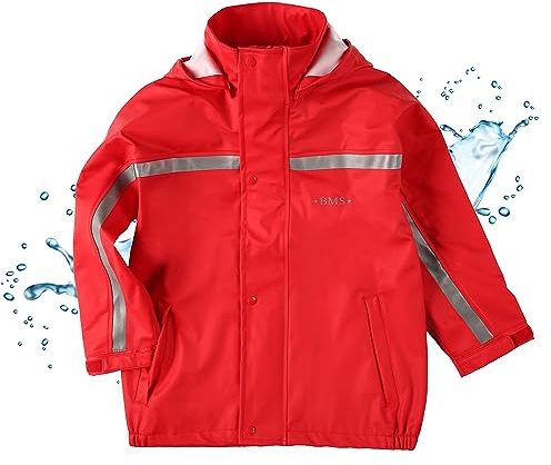 BMS Buddeljacke, Regenjacke für Kinder mit abnehmbarer Kapuze in rot Größe 146