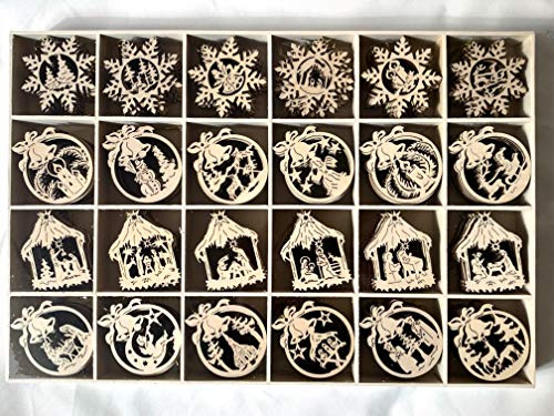 Unbekannt 240 Stück Fensterbild Holz Christbaumschmuck Holzanhänger Verschiedene Motive