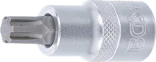 BGS 4155 | Bit-Einsatz | Keil-Profil (für RIBE) M10 | Antrieb Innenvierkant 12,5 mm (1/2) | Länge 55 mm | Chrom-Vanadium-Stahl | verchromt, matt | mit Rändelung