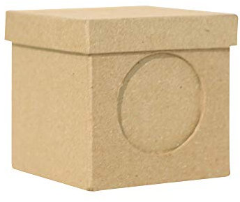 Décopatch BT001O Box quadratisch mit Fotohalterung aus Pappmaché, 7 x 7 x 7 cm, zum Verzieren, perfekt für Ihre Wohndeko, Kartonbraun