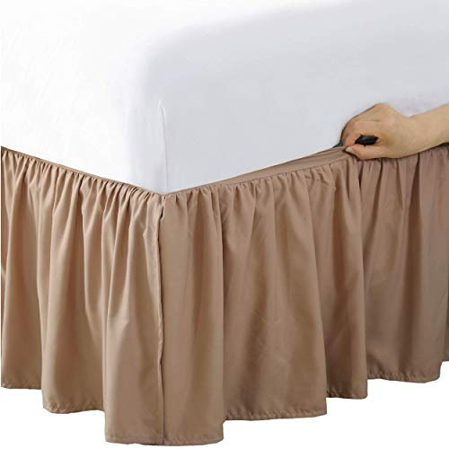 Bed Maker's Maker's Never Lift Your Mattress Jupe enveloppante en Microfibre Style froncé à Volants Longueur de Chute Classique 35,6 cm Taille complète Moka