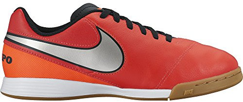 Nike Jungen JR Tiempo Legend VI IC Fußballschuhe, Orange, versilbert, Rot (Lt Crmsn/Mtllc Slvr-TTL Crmsn)
