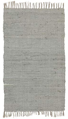 ABC Italia Italia Fleckerlteppich Läufer Reine Baumwolle 30C In Waschmaschine Waschbar , Größe:60x200cm, Grau