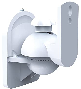 PureMounts Lautsprecherhalterung Wandhalterung neigbar schwenkbar 3,5 kg | 4er Set Universal Lautsprecher-Halterung für Surround-Boxen, Wandmontage, 64mm Wandabstand, Tragkraft 3,5kg , Weiß