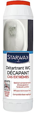 STARWAX - Détartrant Wc Décapant Poudre Active - Spéciales Trainées Tenaces -Rénove Parois et Fonds de Cuvettes-Efficace même sous l'Eau-Compatible Fosse Septique-Action Choc - Fabriqué en France-1 kg
