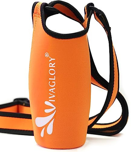 VIVAGLOR Water Bottle Carrier, Lightweight Comfortable Neoprene Water Bottle Holder Bag for Daily Walking, Hiking and Other Outdoor Activities, Fits 8-9CM Diameter, Orange