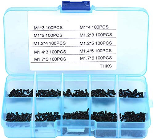 Wifehelper Kleine Schrauben Kreuzkopf selbstschneidende Schrauben Sortiment Kit Uhren Brillen Elektronik Reparatur Zubehör M1 M1.2 M1.4 M1.7 1000pcs
