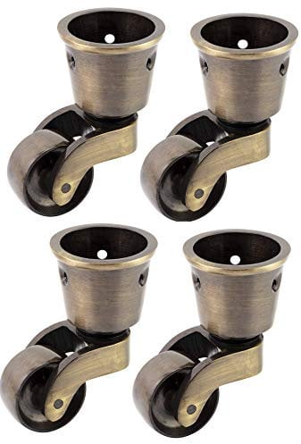 Ruedas de latón macizo con rueda de 28 mm (juego de 4) - Latón macizo genuino - Efecto vintage antiguo - Ajuste estilo copa - Empresa del Reino Unido