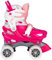 Nijdam - Pattini a rotelle regolabili – Feather Drops – fucsia/rosa/bianco/grigio argento – 29 – 32