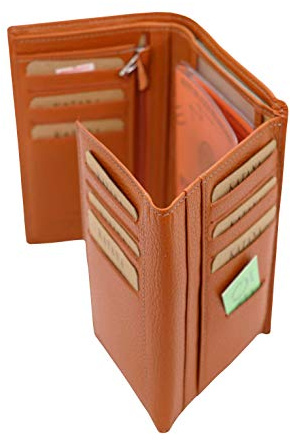 Gand Porte Feuille Unisexe Katana à 3 Volets en Cuir réf 953017 (11 coul. disp.) (Orange)