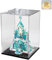 Acryl Vitrine Schaukasten für Lego 21349 71834 76453 43244, Glasvitrine Acrylbox Transparent Groß für Figuren Sammlerstücke Spielzeug | mit Holz-Kunststoff-Basis & Licht, Schwarz Innen 30x30x40 cm