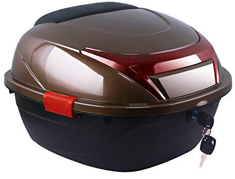ZXCASDF Topcase Motorradkoffer Universal Motorcycle Scooter Luggage Quad Motorrad Kofferraum Gepäck Motorrad Top Back Box Für Roller, Motorrad, Mofa & Quad,Braun