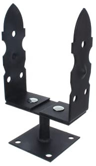 NAJDER Pfostenträger U-Form mit mit Schraubplatte 100x100 mm Verstellbarer Sockel 120-200 mm Dicker Stahl 4 mm, Schwarz