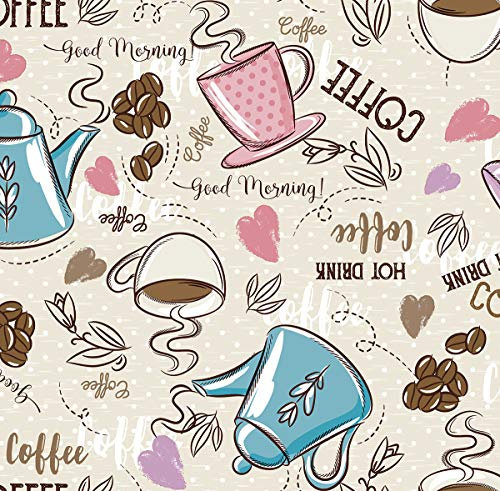 Mambo-Design PVC Tischdecke Anneliese Coffee Kaffee bunt Wachstuch NEU • Breite & Länge wählbar • abwaschbar, Größe:140 x 90 cm