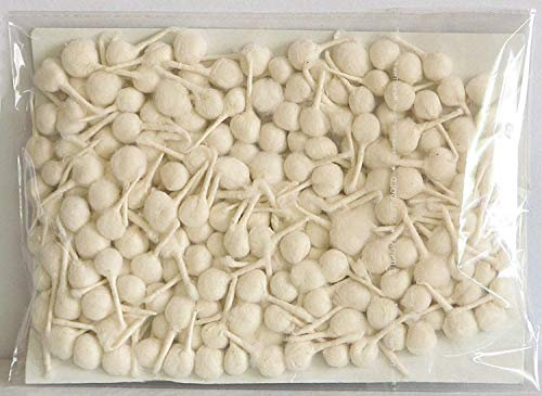 KSJONE handgefertigte weiße runde Baumwolldochte Jyoti Batti für Diwali Deepawali Puja Diya. Religiöse Akhand-Öllampe Hindu Mandir Pooja (200 Stück)