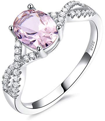 Damen Ring, Opal Ring Silber 925 Kreuz Hochzeit Ring Aus 925 Silber Für Damen Frau Mit Erstellt Morganit Silver