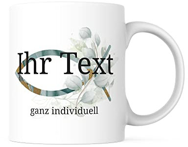 STEMPEL-FABRIK – personalisierbare Keramiktasse mit Namen – Aquarell Motiv Fisch – bedruckte Kaffeetasse ideal geeignet für den Genuss von Kaffee und Tee – Geschenkidee für jeden Anlass