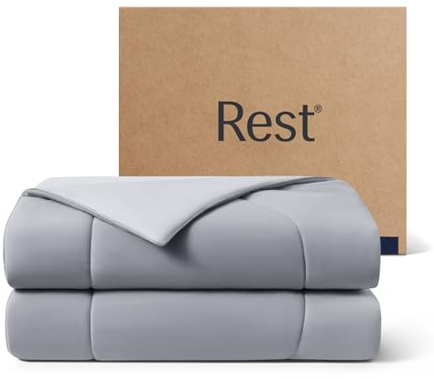 REST® Evercool® Cooling Comforter, Full/Queen, Blanket for Hot Sleepers, All Season Bedding to Keep Cool for Night Sweats, Breathable Lightweight Blanket, 90x90 Inches, Cool Gray