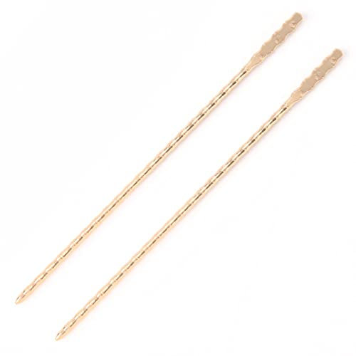 2 Pcs Simple Metal Hair Sticks Pins with 3 Holes Vintage Hair Chopsticks Chignon Buns Pin for DIY Hair Accessories, KC Gold