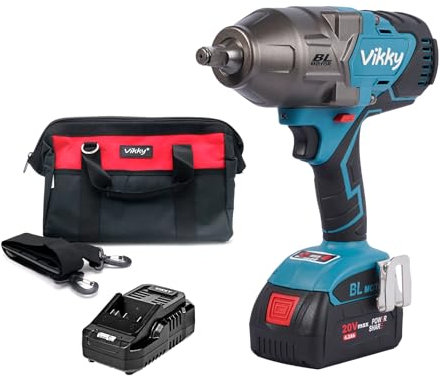 Vikky 20V Schlagschrauber 1/2 Zoll, 4.2Ah 1500N.M Bürstenloser Akku-Schlagschrauber 4-Gang-Schlagschrauber-Kit