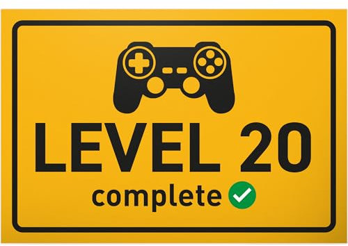 DankeDir! Level 20 complete - Schild 30 x 20 cm - Partydeko Geburtstagsdeko Geburtstagskarte Geschenkidee - Freund Männer 20 Jahre Geburtstagsgeschenk Geschenk 20er Gamer 20. Geburtstag