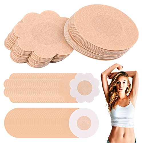 JSMTKJ 50 Paare Damen Nipple Covers, Brust Aufkleber Nippelpads, Einweg Brust Aufkleber Nippel, Unsichtbar Hautfreundlich Brustwarzen Cover