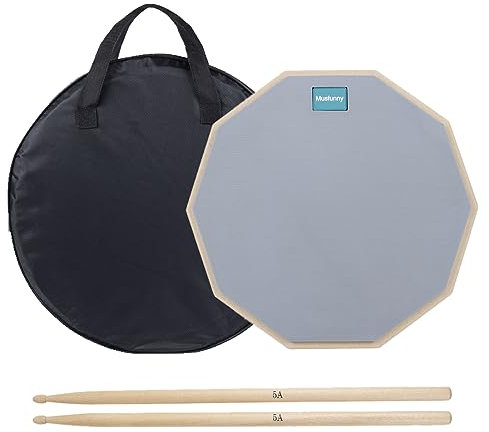 Musfunny Drum Practice Pad Schlagzeug Übungspad, 12 Zoll 2-seitig Leises Übungs Drum Pad Set mit Drumsticks und Aufbewahrungstasche für Schlagzeuger-Übungspad (30 cm Grau)