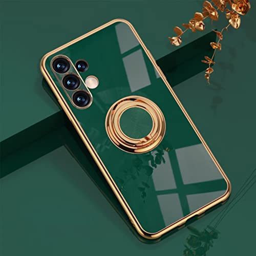 Jeelar ESONG Handyhülle für Samsung Galaxy A72 4G/5G,Ultra Dünn Stoßfest TPU Galvanisierrahmen Schutzhülle mit Magnetisch Ring Ständer,Stilvoll Spiegel Shiny Case Cover für Damen-grün