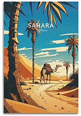 Vintage-Reiseposter Afrika SAHARA dekoratives Gemälde Leinwand Wand und Kunst Bild Familie Schlafzimmer Dekor 30 x 45 cm