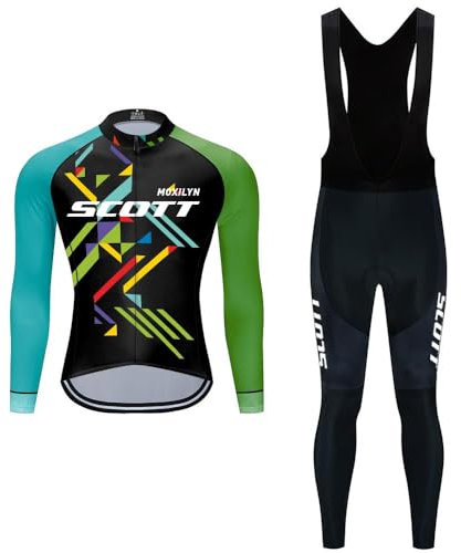 Moxilyn Uomo Ciclismo Autunnale Complet Abbigliamento Ciclismo Set Manica Lunghi Tuta Ciclismo Per Bici Da MTB Pantalone Con Imbottiti in 20D Traspirante