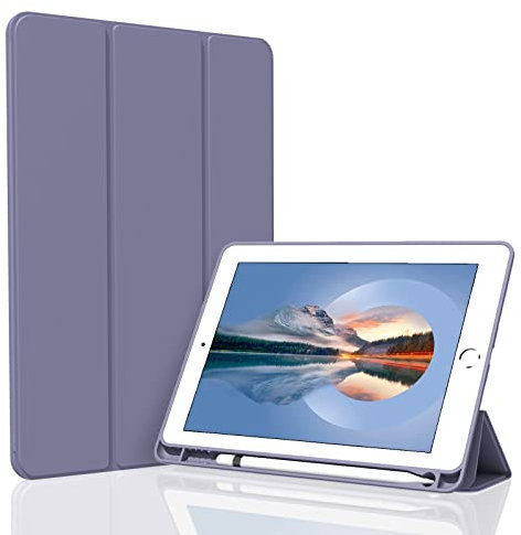 Divufus Case for iPad Air 3 / Pro 10.5 Inch, Lightweight Slim Soft TPU Trifold Stand Smart Cover, Auto Sleep/Wake Case with Pencil Holder for iPad Air 3rd Generation/Pro 10.5 - Gray Purple