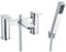 KINGBATH™ Bath Shower Mixer Tap Faucet with Shower Kit Handheld Shower Head Bathtub Bathroom Sink Hot and Cold Solid Brass Modern Double Lever Handle Chrome Plated