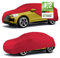 WALSER Premium Abdeckung Auto Indoor Stretch Plus Qualitätssieger Sehr Gut* Autoabdeckung Winter Autogarage Abdeckung Autoplane Winter Autogarage Abdeckung Winter Auto Abdeckplane SUV/Van Größe 7 rot