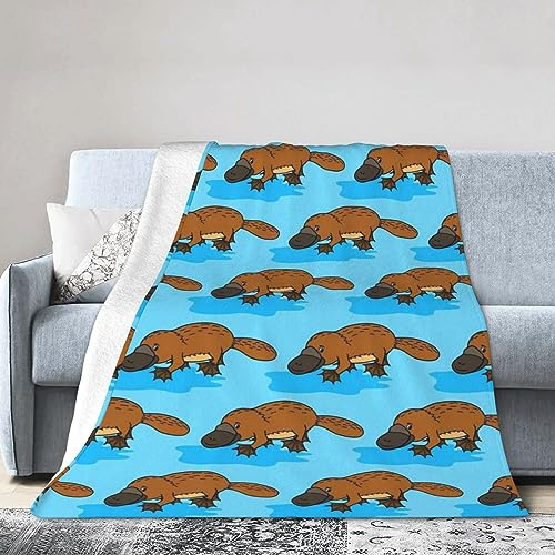 Melbrakin Cartoon-Schnabeltier-Decke, superweiche Flanelldecke, Bequeme, gemütliche Überwurfdecke, Couch, leichte Decken für Wohnzimmer, Schlafzimmer, 127 x 101 cm